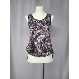 Lululemon Tank Top Womens Small Black White Floral Print Sleeveless Athletic